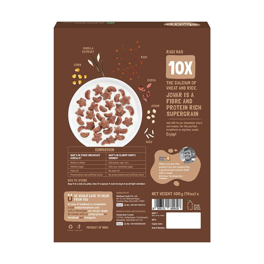 Buy Slurrp Farm Ragi Stars & Moons in Choco Flavour Milk Addon for Small Children - 400gms Online in India at uyyaala.com
