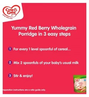 Cow & Gate Wholegrain Baby Porridge with Red Berry & Spelt - 200gms, 7+months