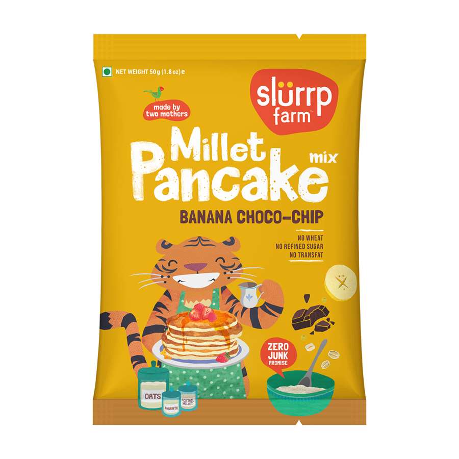 Buy Slurrp Farm Millet Pancake Mix with Banana Choco-Chip for Small Children - 150gms Online in India at uyyaala.com