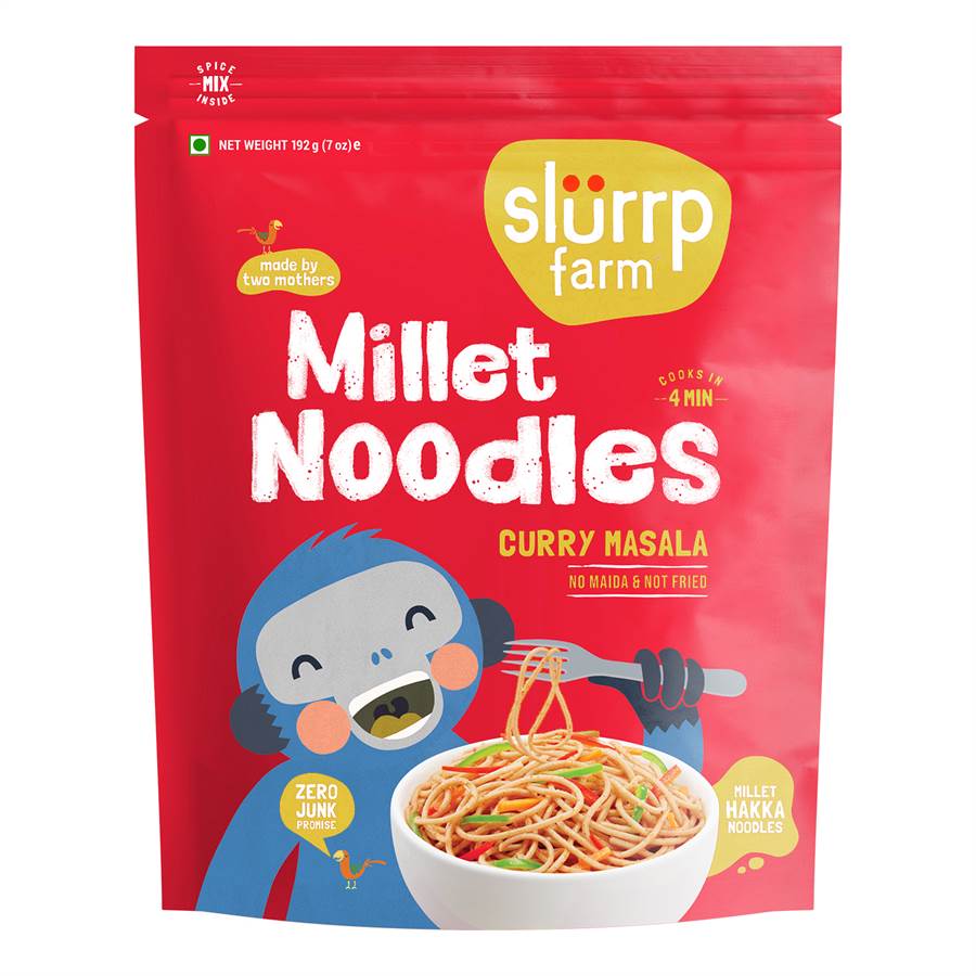 Slurrp Farm Hakka Millet Noodles in Red Curry Masala Flavour for Small Children - 192gms, 2years & above