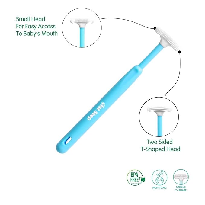 1st Step Tongue Cleaner with T head for Baby - Ocean Green