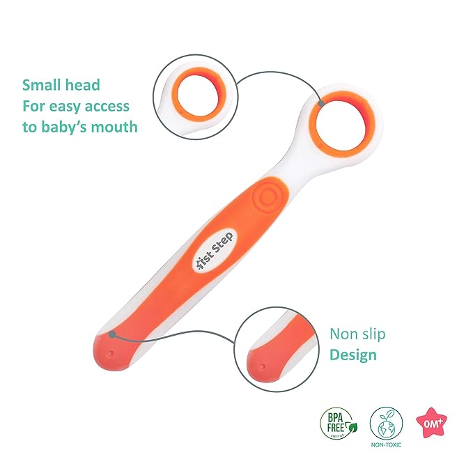 1st Step Tongue Cleaner with Round head for Baby - Orange