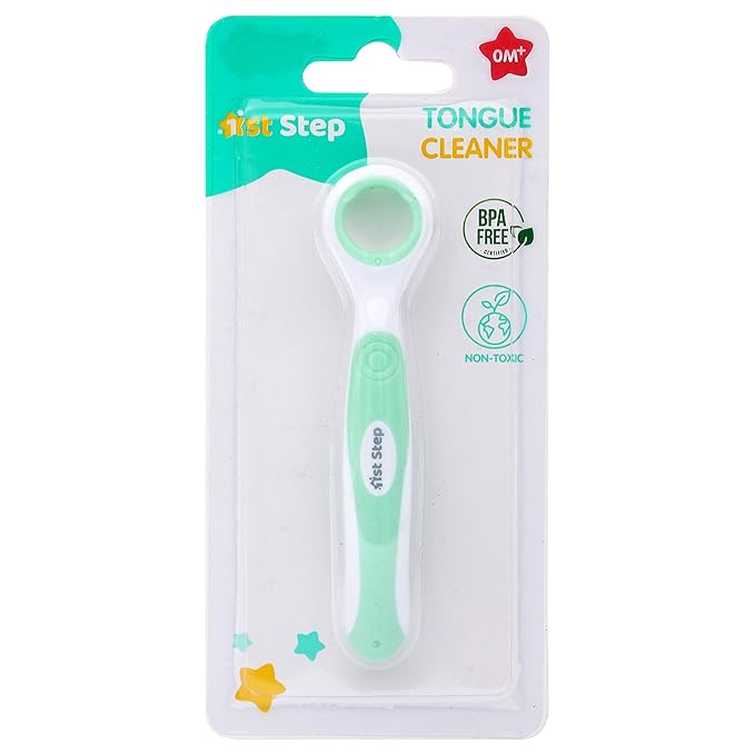 1st Step Tongue Cleaner with Round head for Baby - Ocean Green