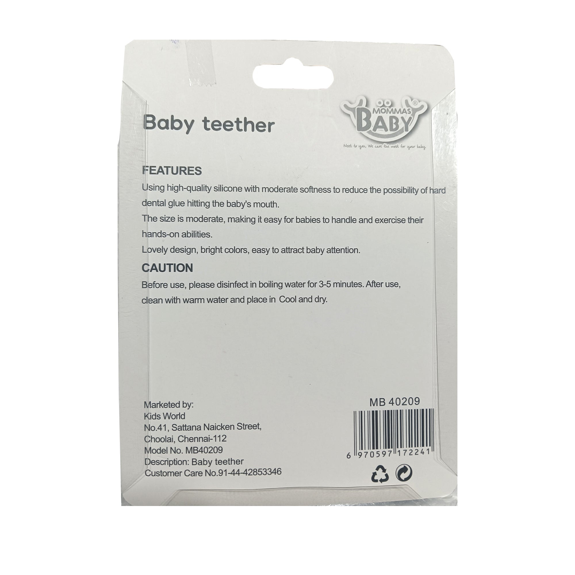 Mommas Baby Soft Silicone Teether for Baby - Yellow & Orange