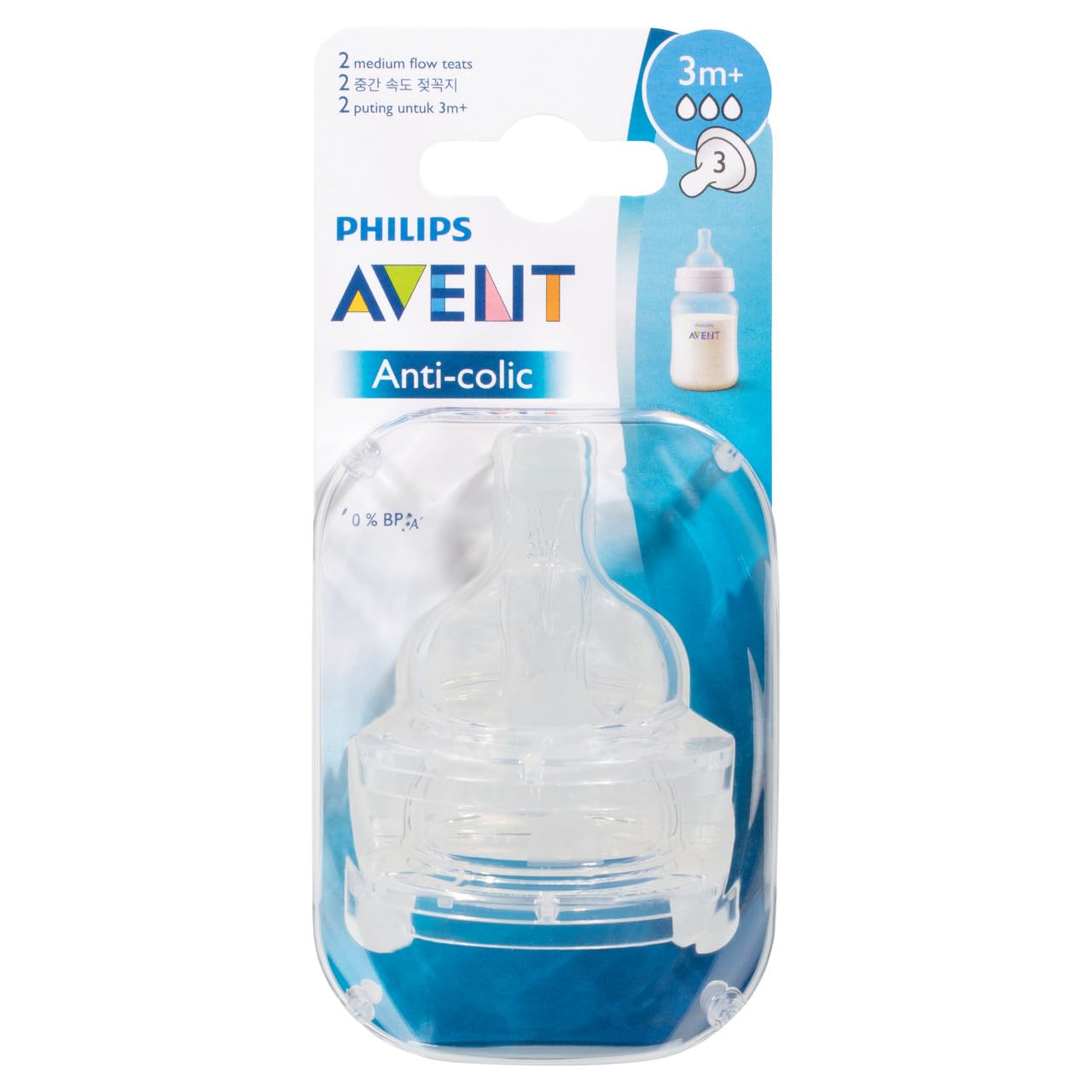 PHILIPS AVENT Anti-Colic Teat Medium flow 3+m Age - 2Pcs