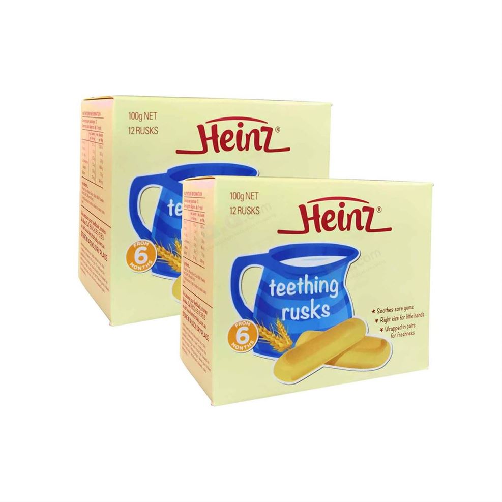 HEINZ Teething Rusks for Kids snacks, Pack Of 2 (100 g each) - 6 Months +