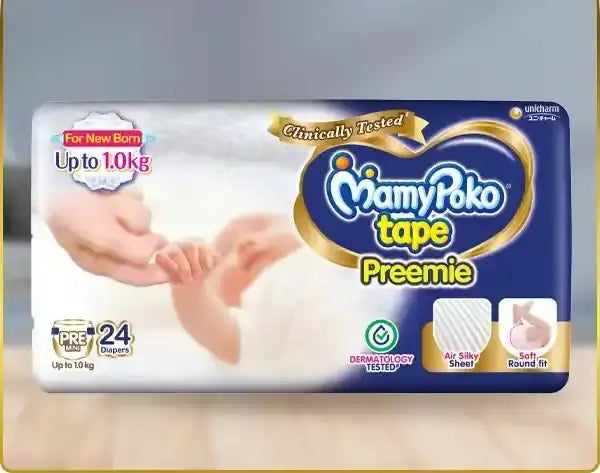 Buy MamyPoko Tape Diapers for New Born Baby up to 1.0kg - 24pcs in India at uyyaala.com