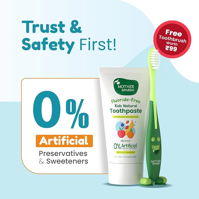Buy Mother Sparsh Kids Toothpaste in Fruit flavor with Toothbrush - 50grams Online in India at uyyaala.com