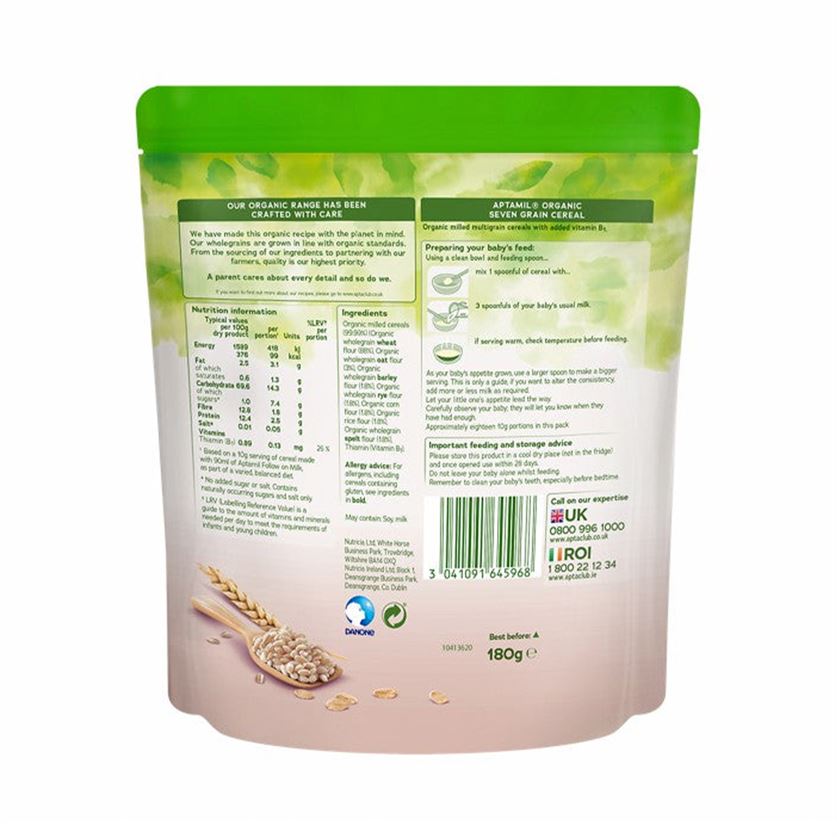 Buy Nutricia Aptamil Seven Grain Organic Baby Cereal - 180gms Online in India at uyyaala.com