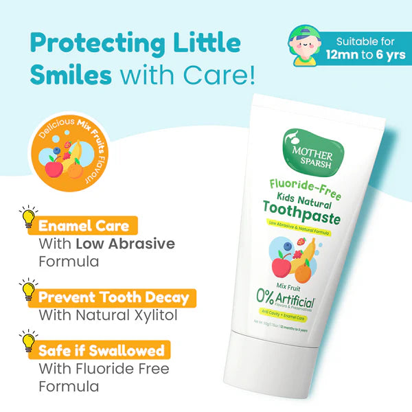 Buy Mother Sparsh Kids Toothpaste in Fruit flavor with Toothbrush - 50grams Online in India at uyyaala.com