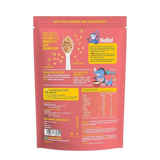 Buy Slurrp Farm Foxtail Millet Vermicelli for Children - 180grams Online in India at uyyaala.com