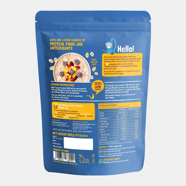 Buy Slurrp Farm Jumbo Rolled Oats for Children - 500grams Online in India at uyyaala.com