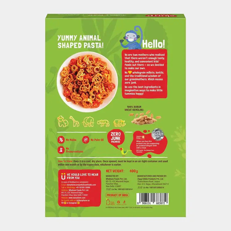 Buy Slurrp Farm Jungle Pasta for Baby in Durum Wheat - 400grams Online in India at uyyaala.com