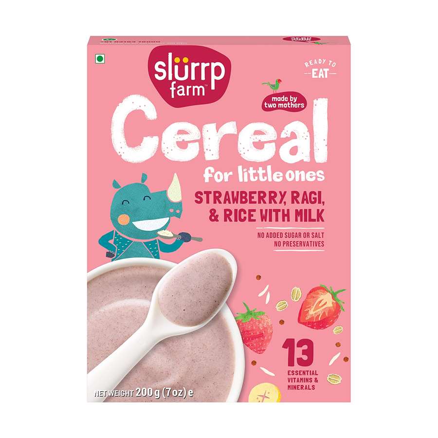 Buy Slurrp Farm Millet Cereal for Baby with Ragi, Rice, Strawberry & Milk - 200gms Online in India at uyyaala.com