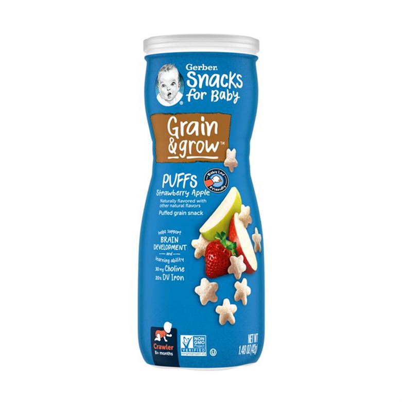 Buy Gerber Grain & Grow Puffs for Babies in Apple & Strawberry flavour - 42gms Online in India at uyyaala.com