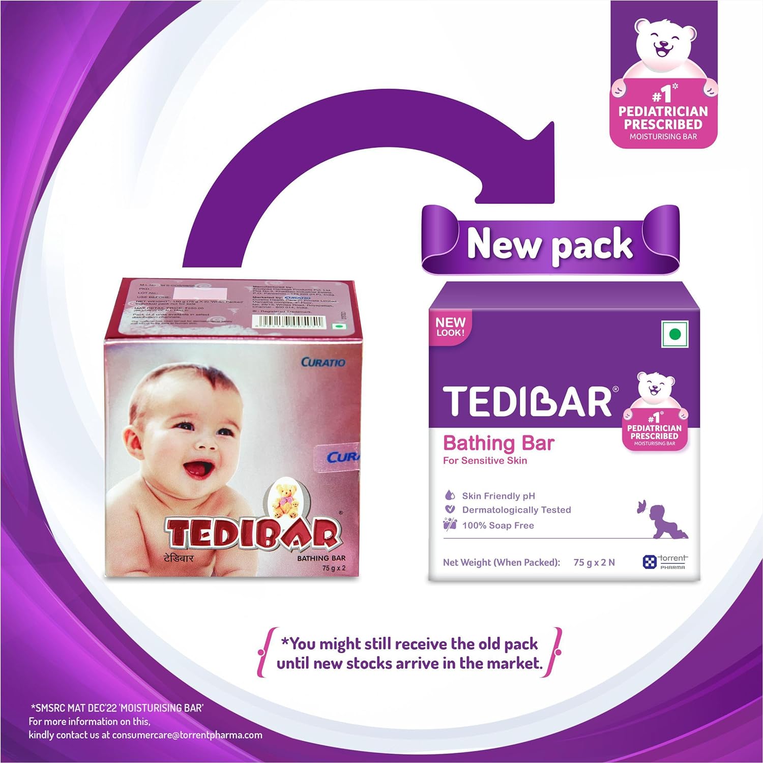 CURATIO Tedibar Bathing Soap for baby Pack of 2 (75g Each)