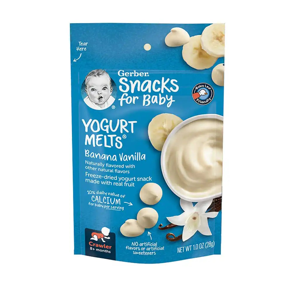 GERBER Yogurt melts - banana & vanilla, naturally flavored baby snack - 28g, 8 + months