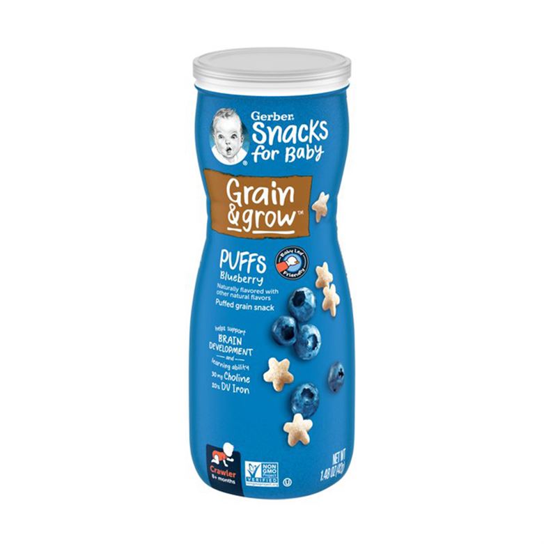 Buy Gerber Grain & Grow Puffs for Babies in Blueberry flavour - 42gms  Online in India at uyyaala.com