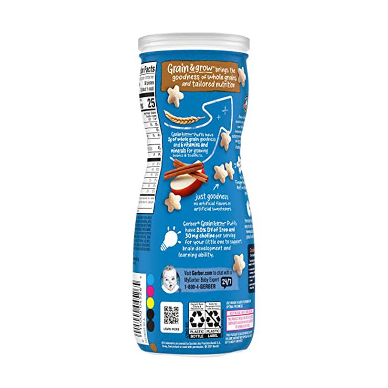 Buy Gerber Grain & Grow Puffs for Babies in Apple & Cinnamon flavour - 42gms Online in India at uyyaala.com