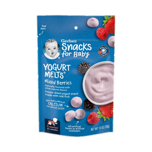 GERBER Yogurt Melts - Mixed Berries naturally Flavored Snack for Babies - 28g, 8 months +