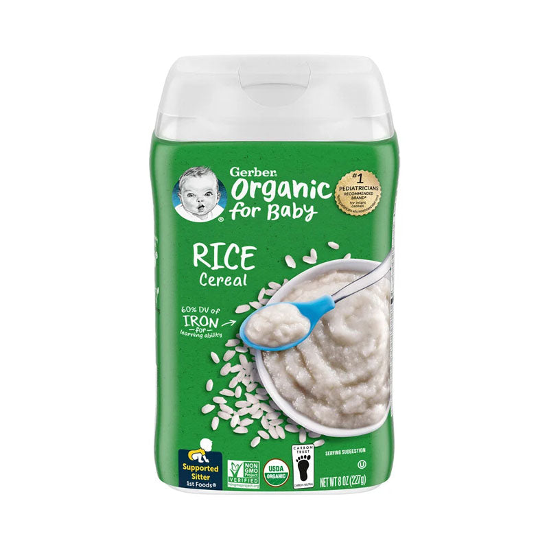 GERBER Organic cereals - rice, single grain, naturally flavored cereals for babies - 227g - supported sitter 1st foods