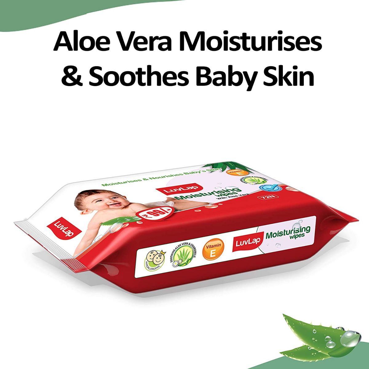 LUVLAP Moisturizing Wipes Aloe Vera And Vitamin-E -2 Pack - 72pcs each