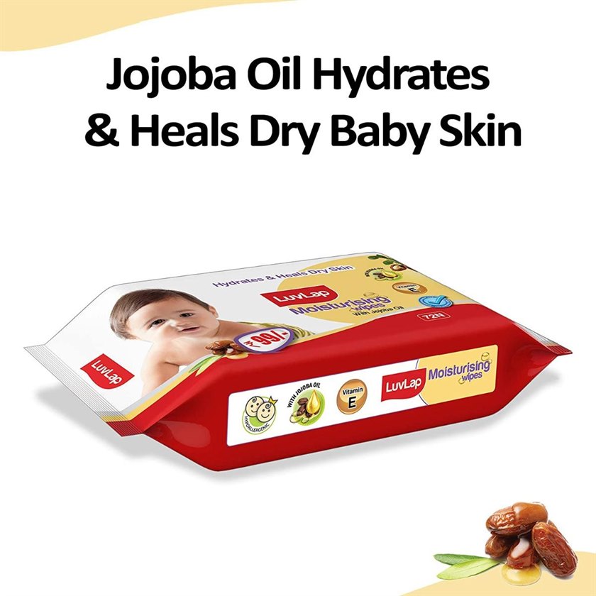 LUVLAP Moisturizing Wipes Jojoba Oil & Vitamin-E - 5Pack - 72pcs each-uyyala-com.myshopify.com-Skin Care-LuvLap