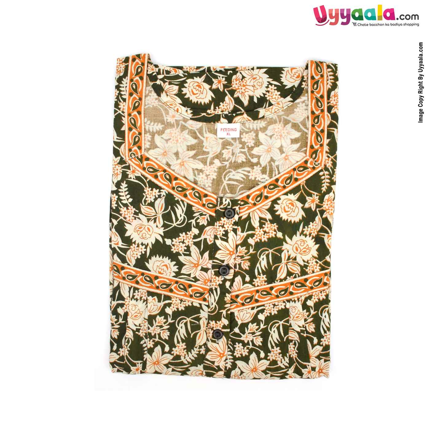 Feeding Nighty Pure Cotton (XL) - Green