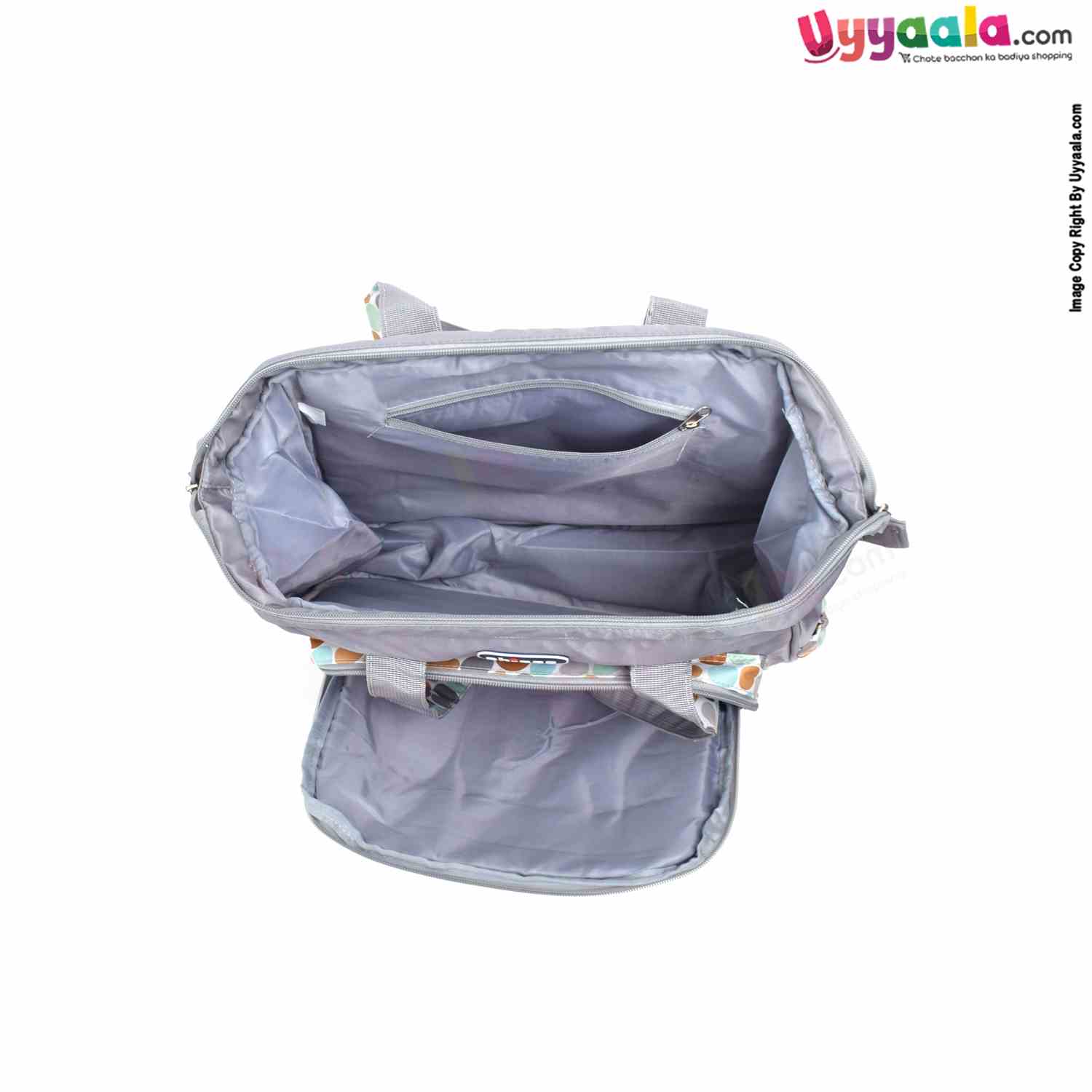 Premium Quality Multipurpose Mother Bag(Diaper Bag) with side Bottle Pockets & Bottle Holders, Dot Print, Size(42*36cm) - Grey