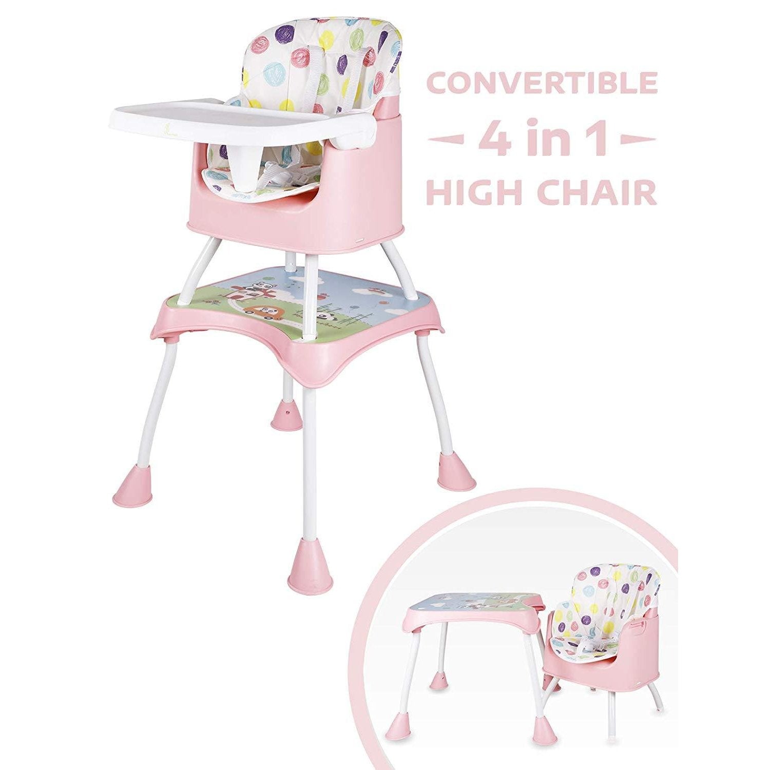 R for Rabbit Cherry Berry Grand Convertible 4 in 1 Feeding High Chair for Baby of 6 Month to 7 years(Lake Green)