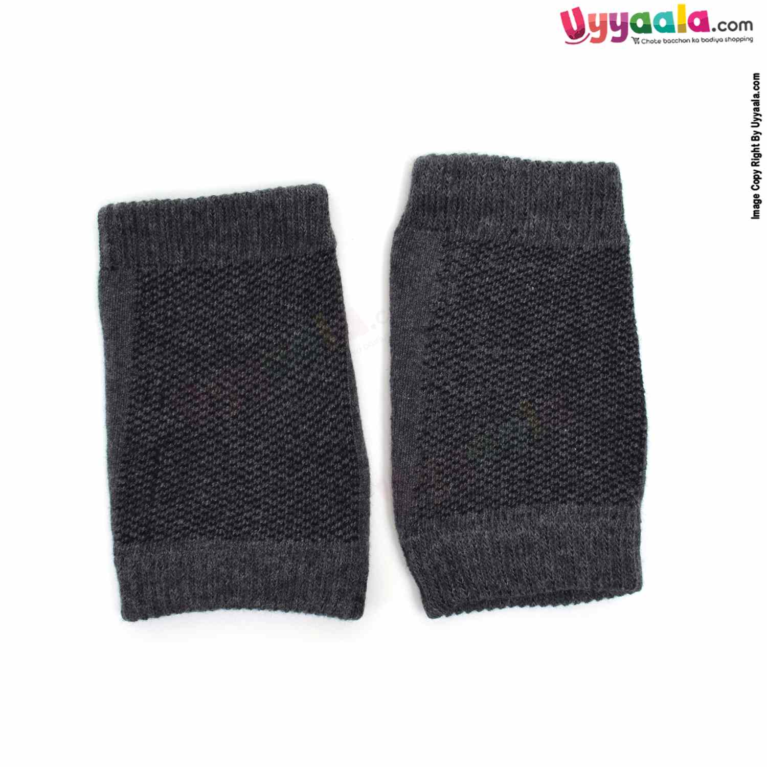 FOR BABY Hosiery Cotton Stretchable Knee Protection Pads with Grip for Crawling Babies Pack of 1 Pair , 6m-2YAge - Grey