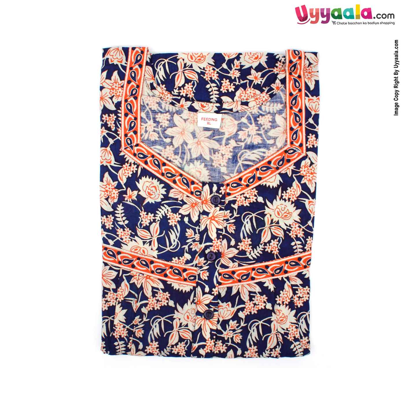 Feeding Nighty Pure Cotton (XL) - Navy Blue