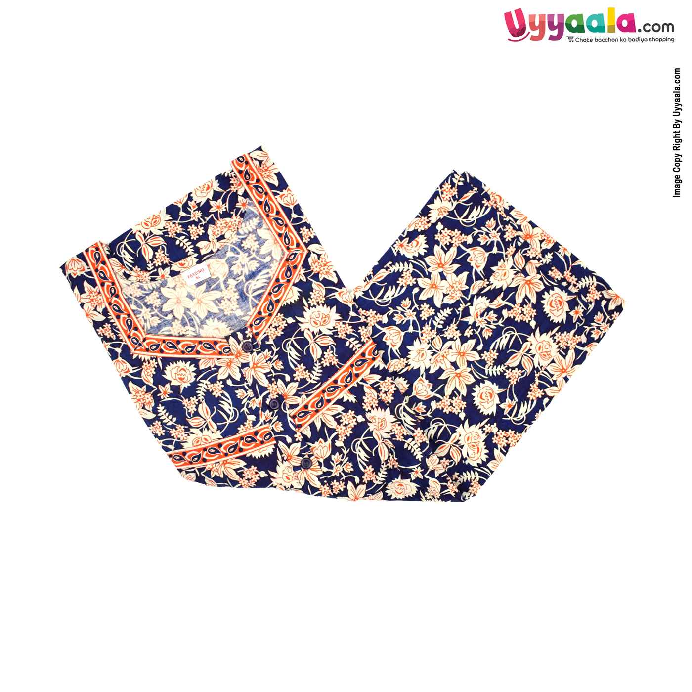 Feeding Nighty Pure Cotton (XL) - Navy Blue