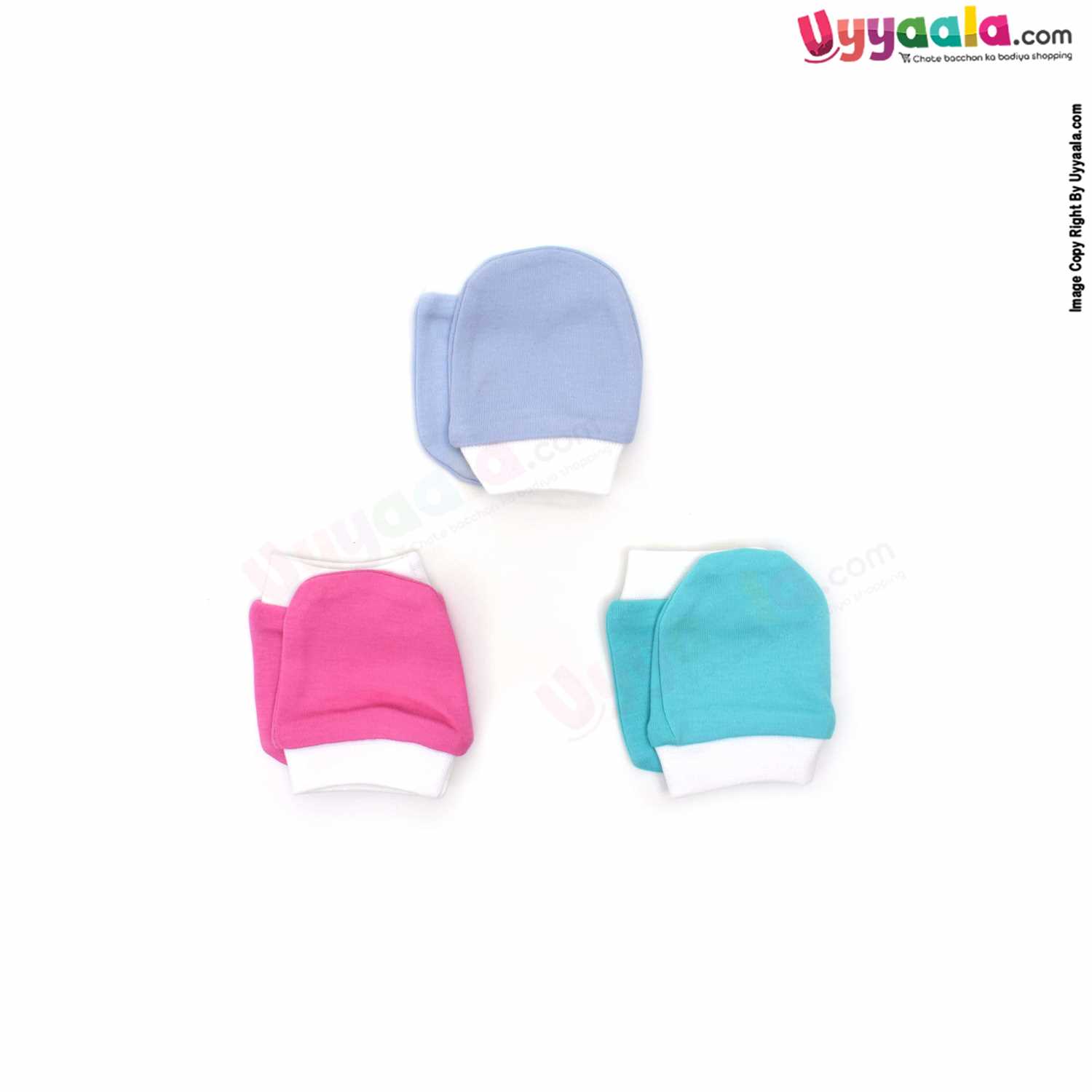 New Born Hosiery Cotton Socks Pack of 3, 0-3m Age - MultiColor