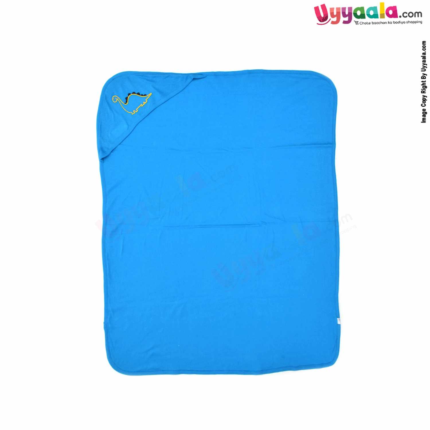 PRECIOUS ONE Baby Hooded Towel Premium Double Layered ,100% Cotton Hosiery with Floral Print 0+m Age, Size (88*72)- White & Blue