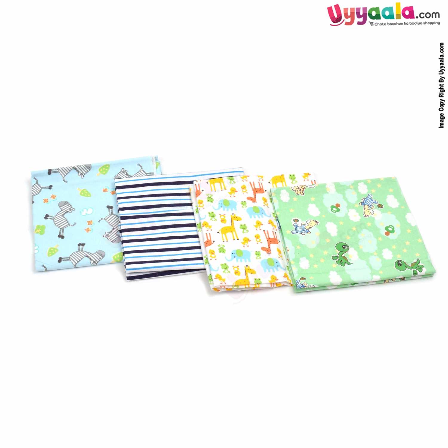 DARLING Baby Bath Towel 100% Cotton with Print 4p Set 0+m Age ,Size (100*75cm) -  Multi Color
