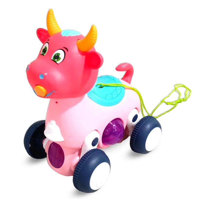 Cute Cow Pull along Battery Operated Toy for Kids, 3+Years - Multicolor