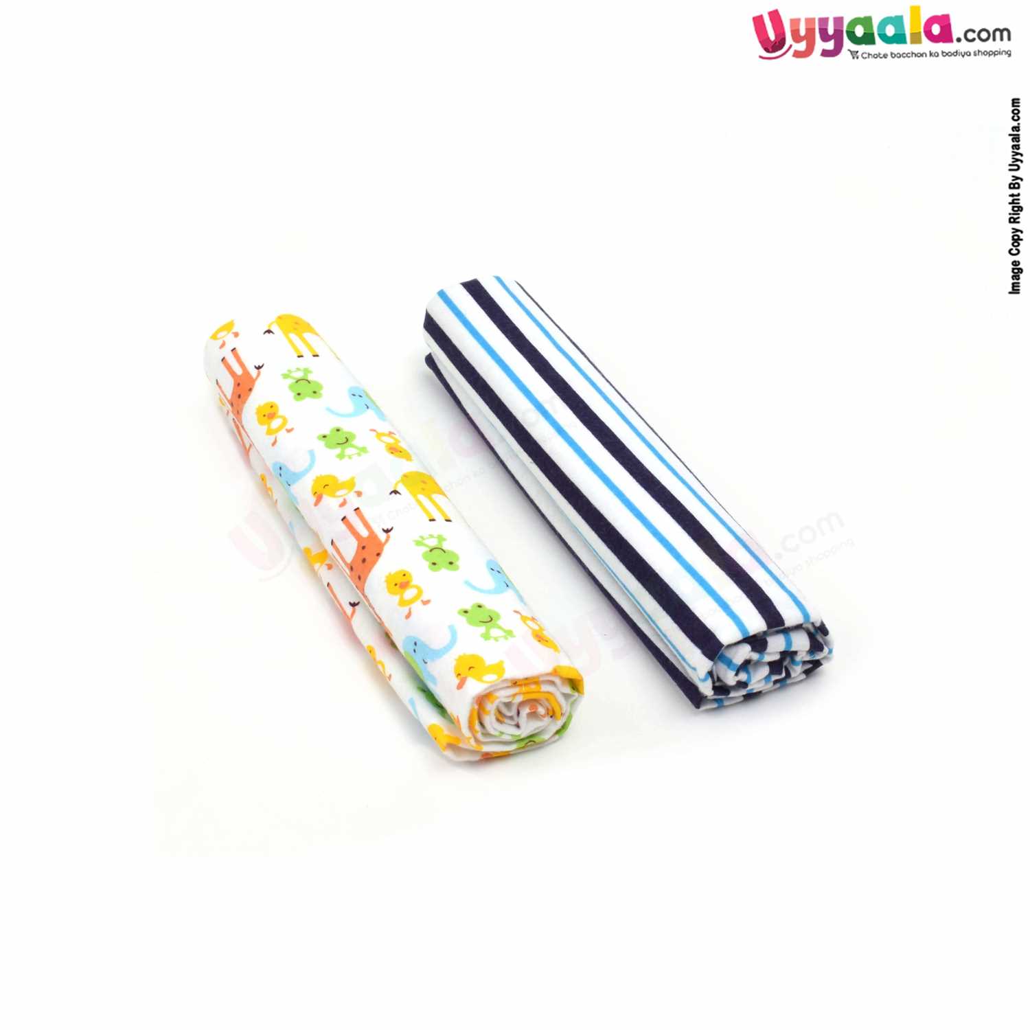 DARLING Baby Bath Towel 100% Cotton with Animals & Stars Print Pack of 2 0+m Age ,Size (100*75cm) - Multi Color