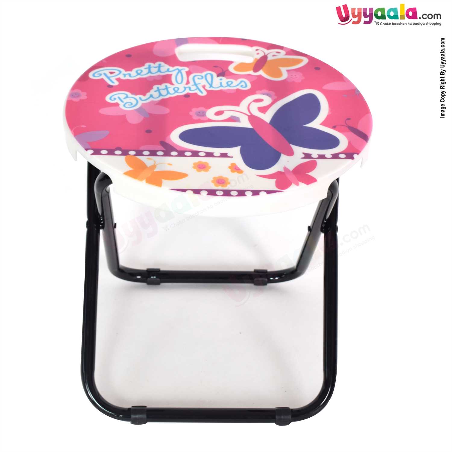 Mini Stool For Kids With Pretty Butterfly Print - Pink