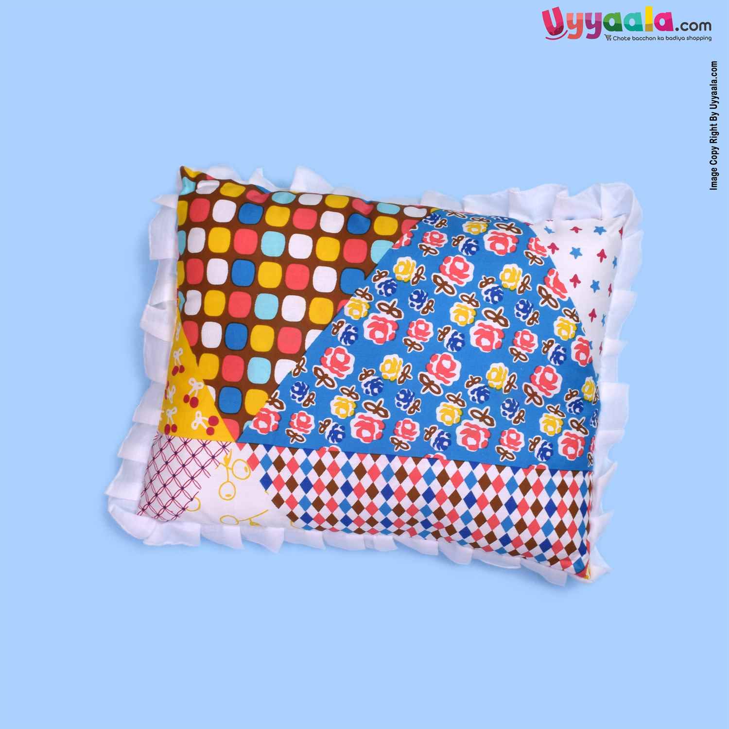Baby Cotton Pillow with Multi Print 1-5y Age, Size(37*28cm)
