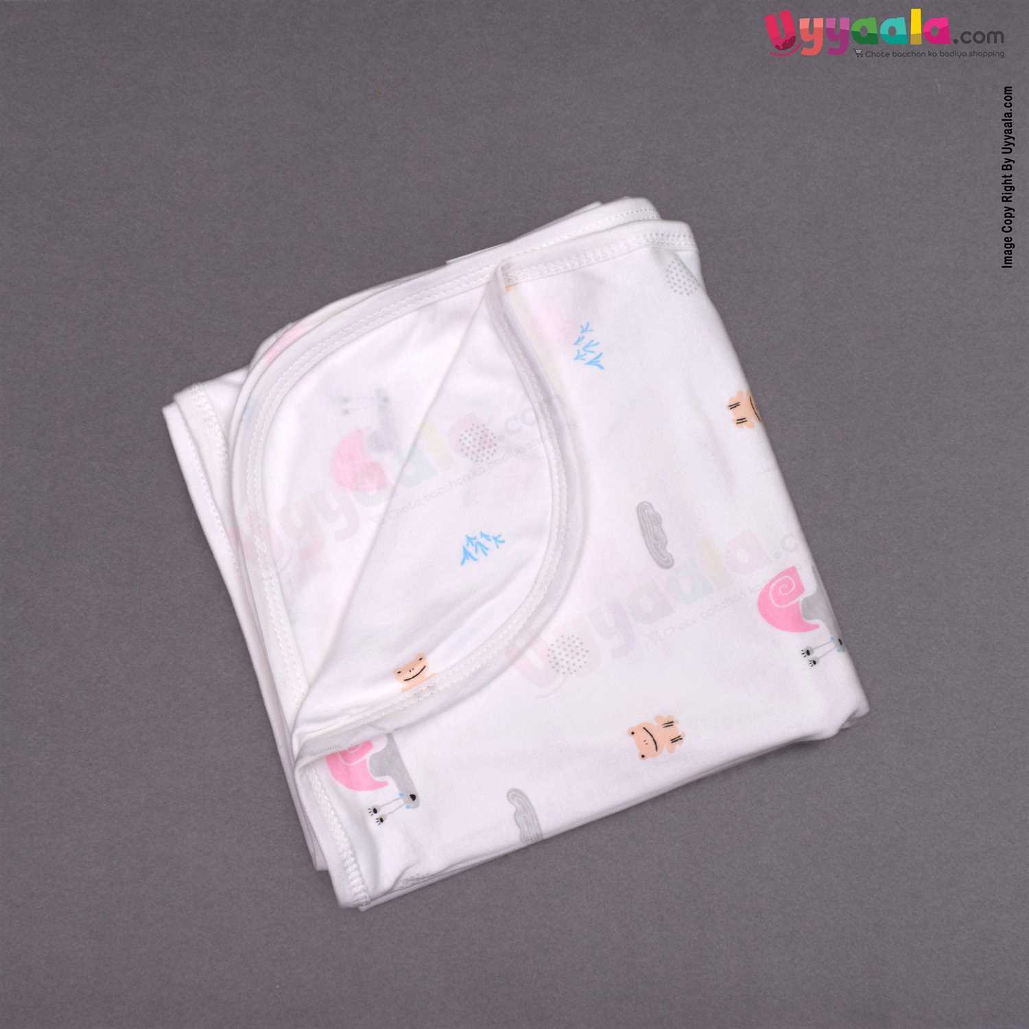 Baby Hosiery Hooded Towel with Snail & Frog Print