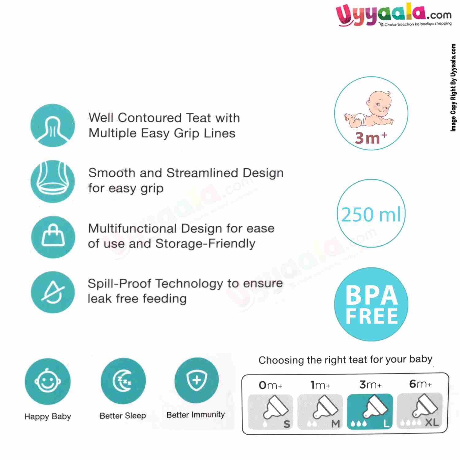 MEE MEE Feeding Bottle Narrow Neck Premium 250ml 3+m Age