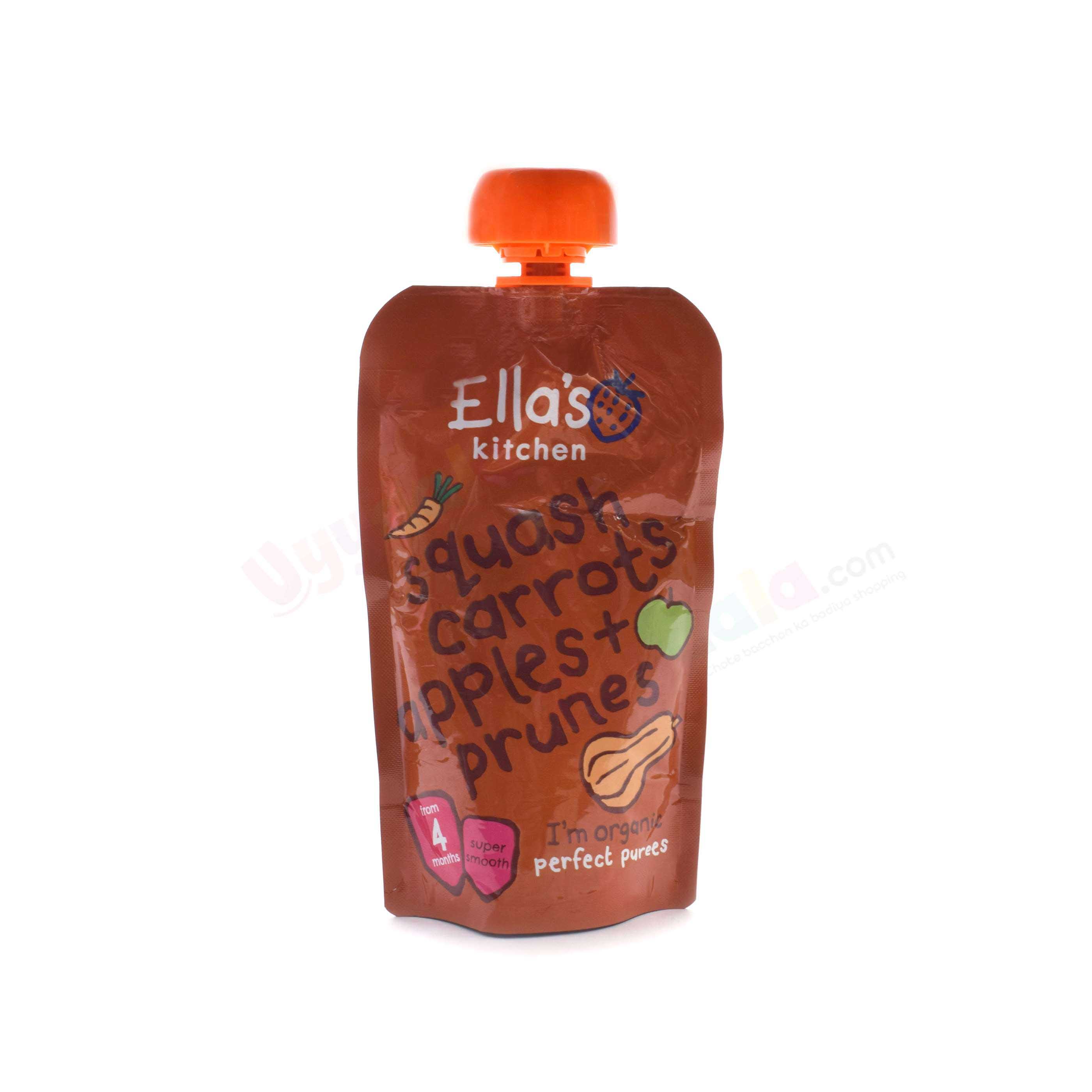 ELLA'S KITCHEN  Squash carrots apples + prunes, super smooth purees for babies - 120g, 4 months +
