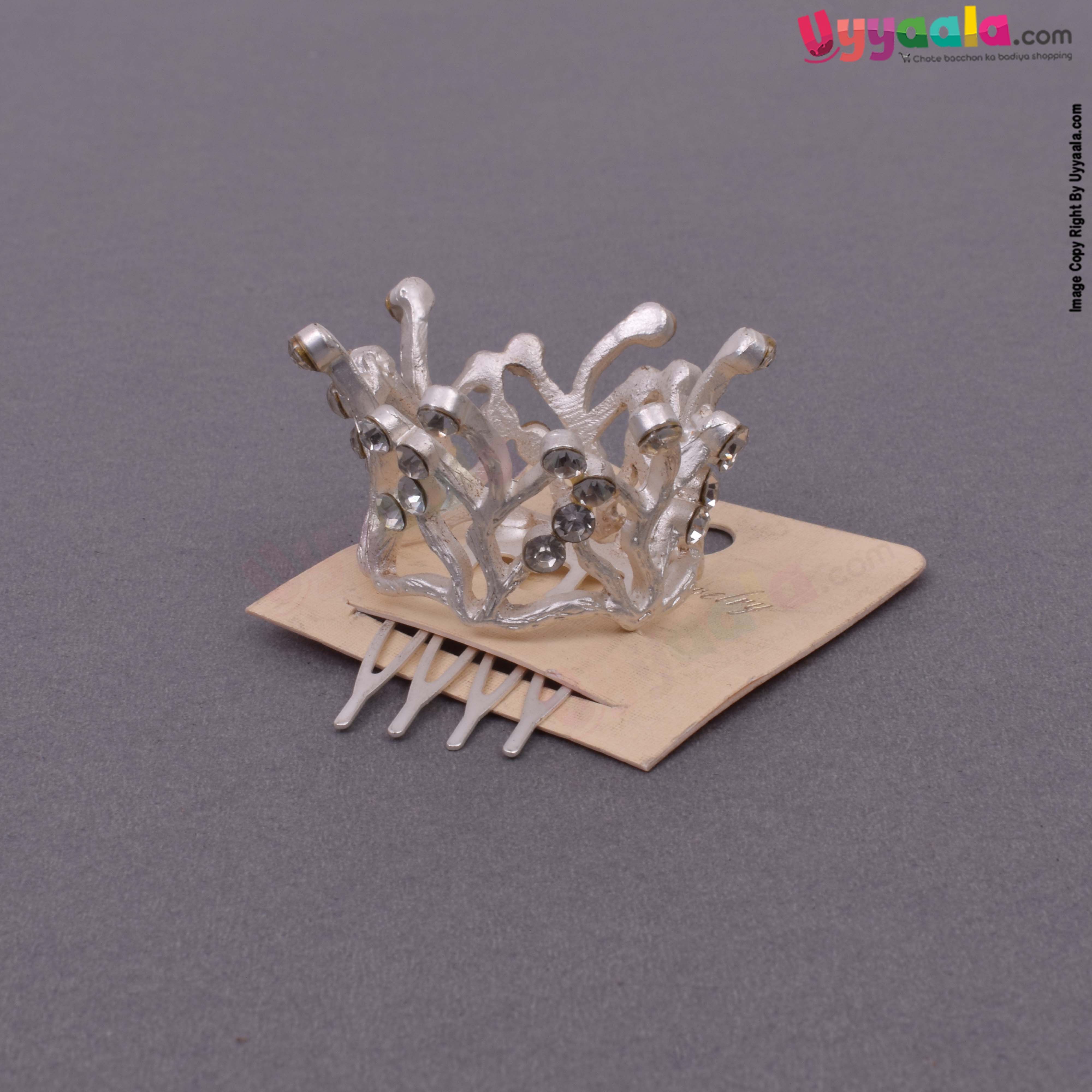 Fancy round hair crown pin with pearls for kids