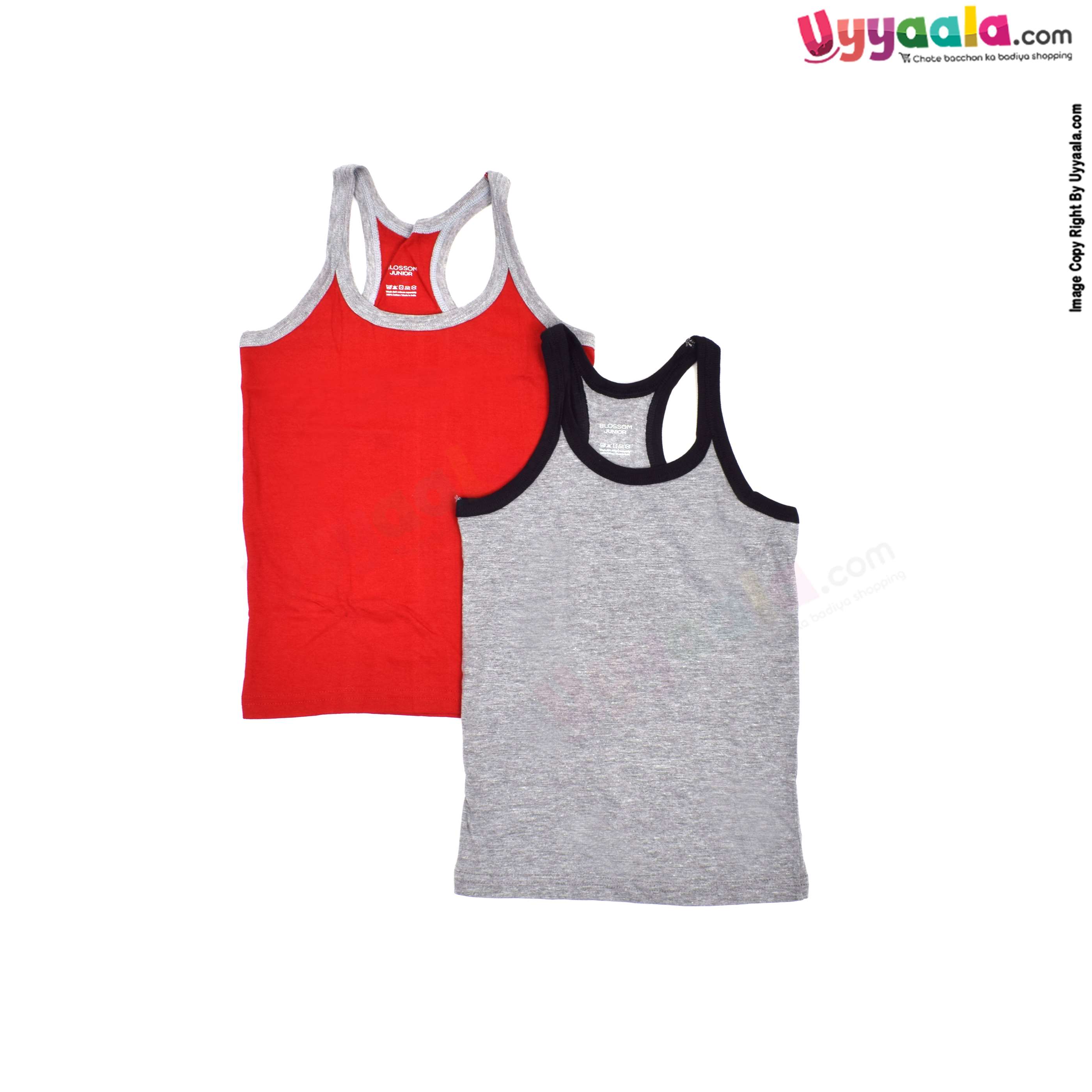 BLOSSOM JUNIOR Gym vest for boys, cotton pack of 2 - Grey & red
