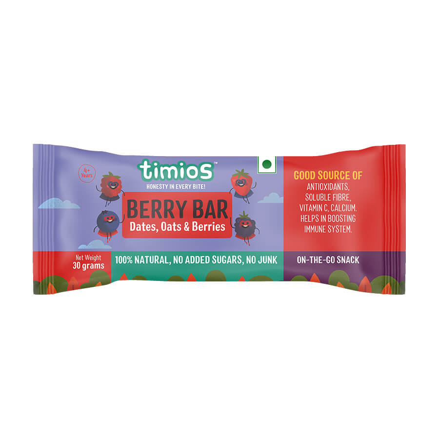 TIMIOS Berry Bar 4+ Years Natural & Healthy Energy Bars