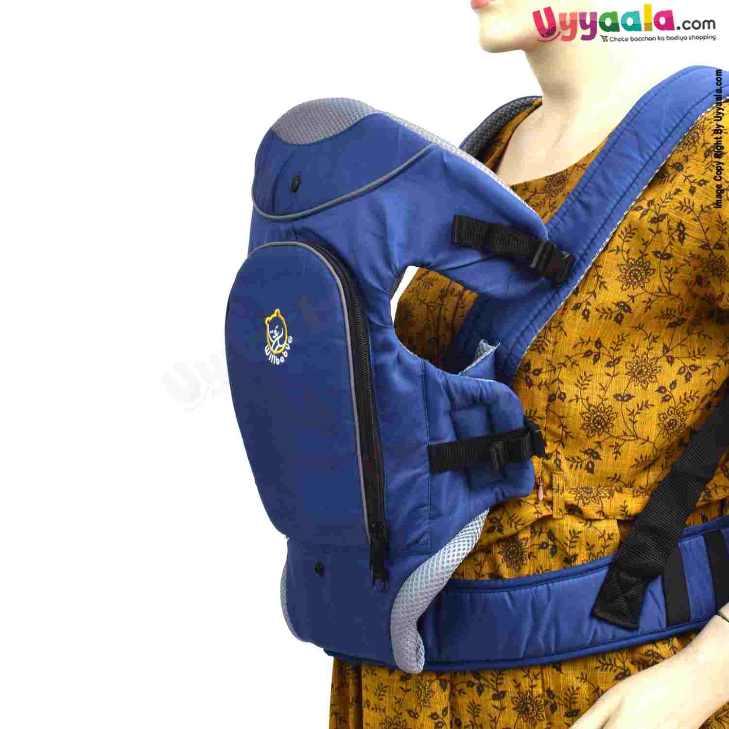 WILL BABY Baby Carrier with 2in 1 Carry Positions, for 3 to 12m Baby, Max Weight Up to 11kgs, Size(35*21cm) - Navy Blue