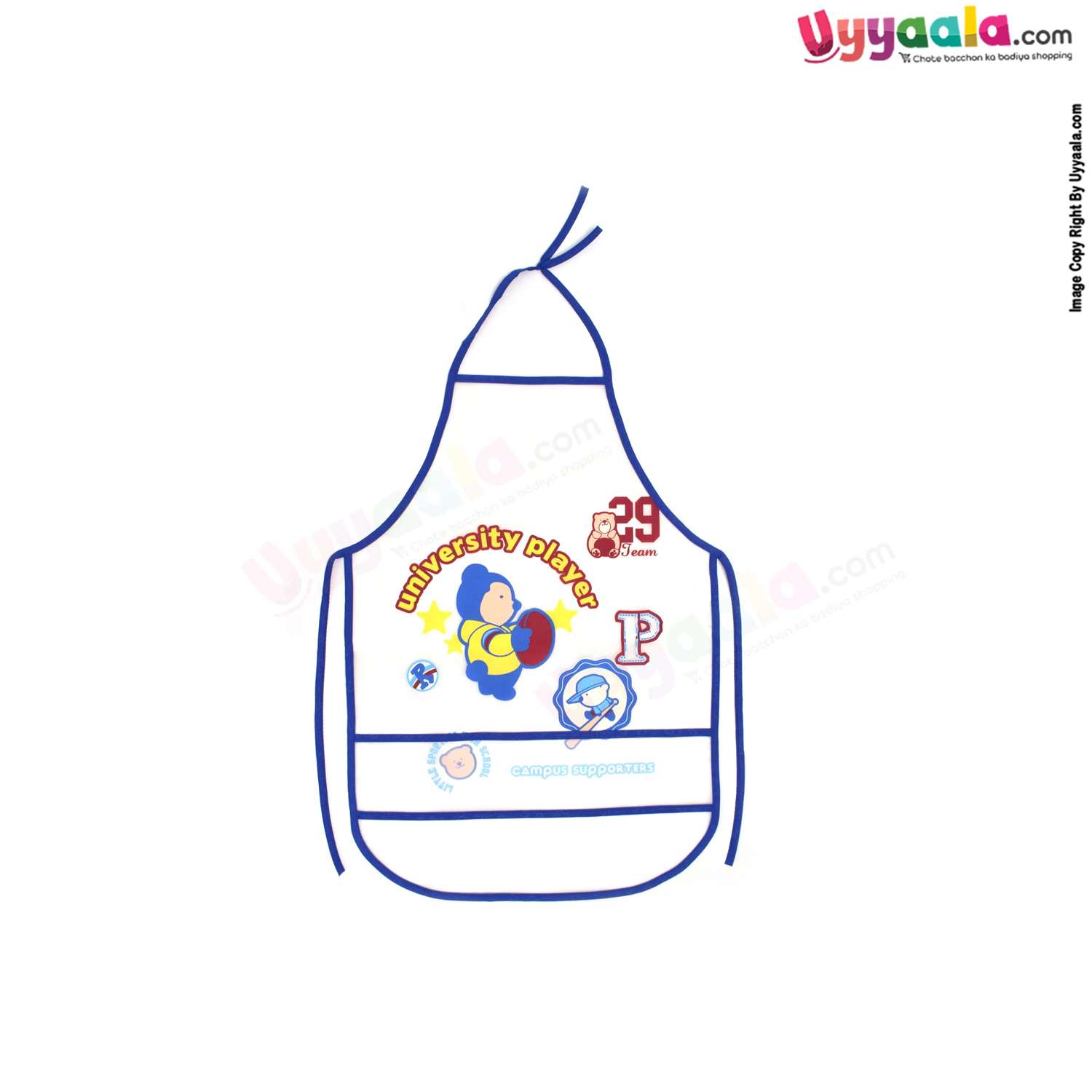 Baby Feeding Bib, Top & Back Tieing Apron Model, Cartoon Print, 1-4Y Age, Size (51*36cm)