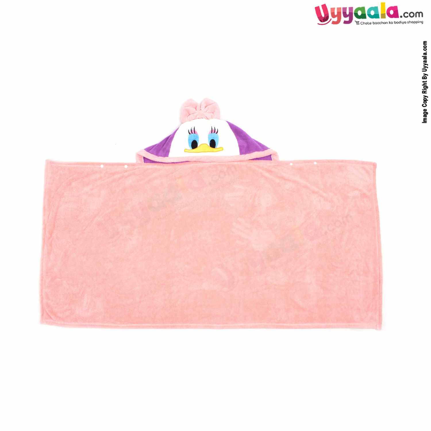 Hooded Fur Blanket with Daisy Duck Character for Babies, 0-36m - Peach
