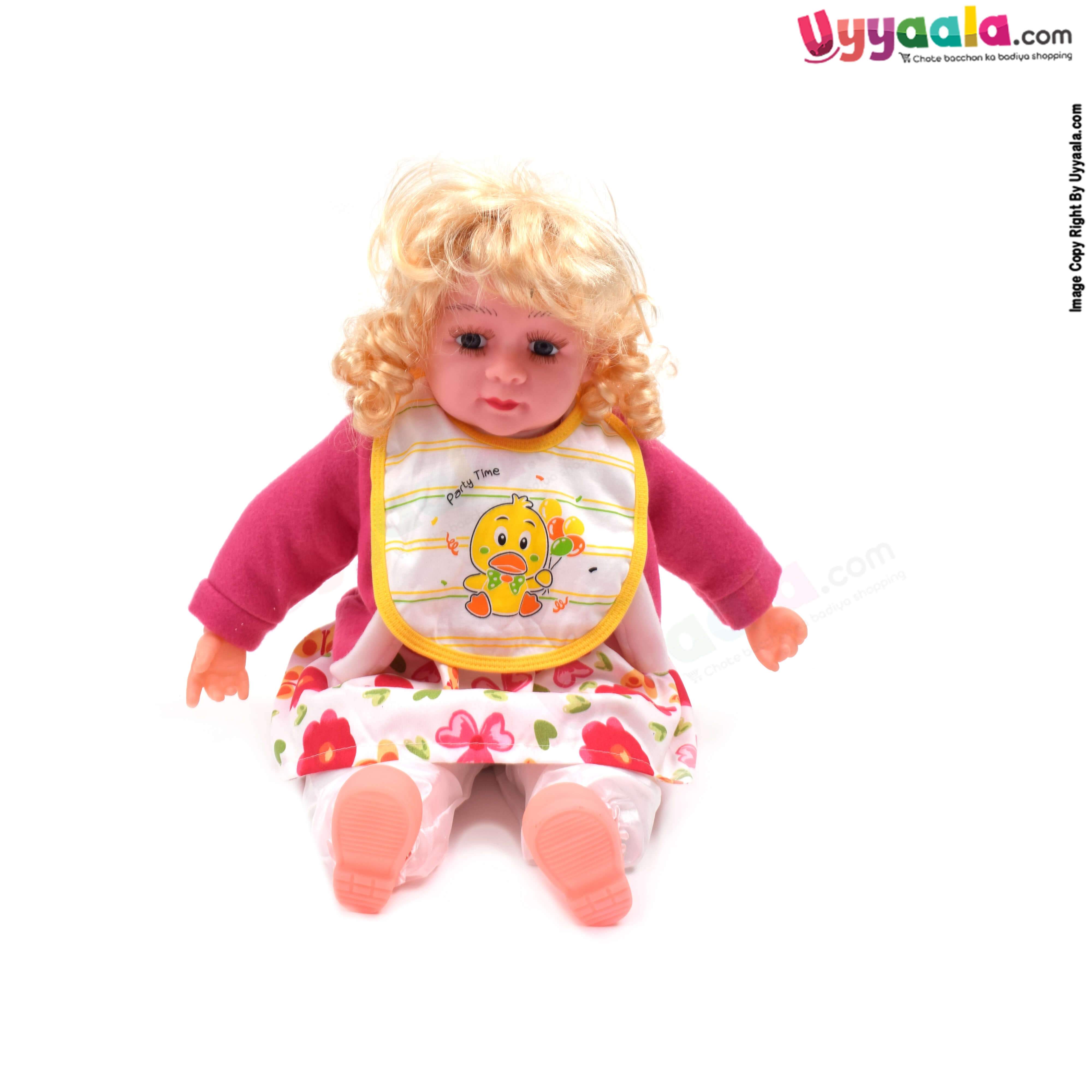 Cotton Baby Feeding Bib, Newborn Top Tieng Model, Rabbit & Duck Print, Pack of 2, (20*18) - White with Pink & Yellow Borders